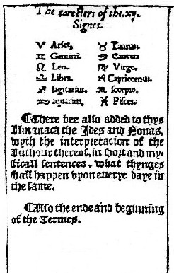 Almanach anglais pour 1559