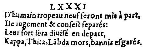 Quatrain (I,81) de l'édition conservée à Budapest (1557)