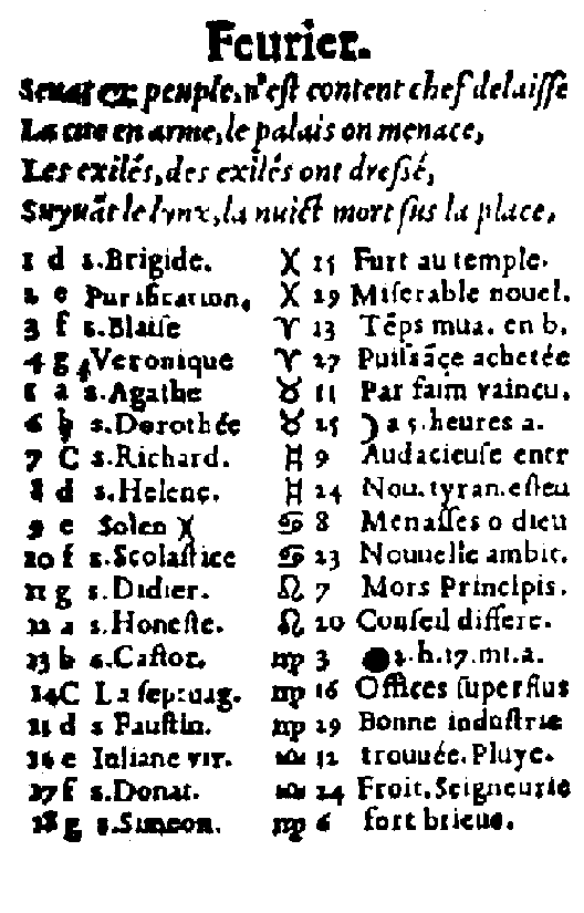 Almanach pour 1557 (février)