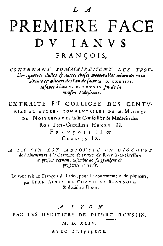 Page de titre du Janus François