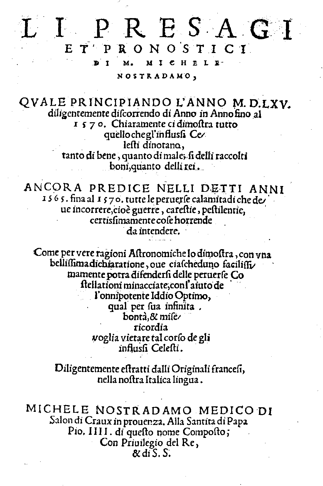 Li Presagi 1565