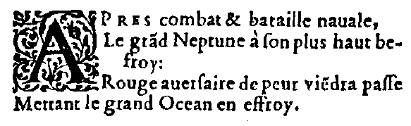 Quatrain (III,1) de l'édition de Benoît Rigaud (1568)