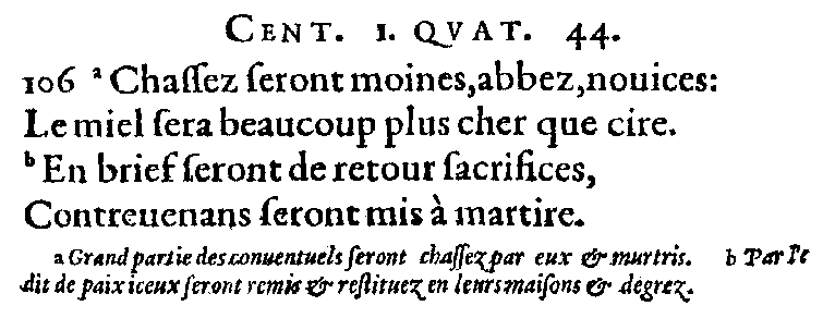 Quatrain (I,44) de l'édition du Janus Gallicus