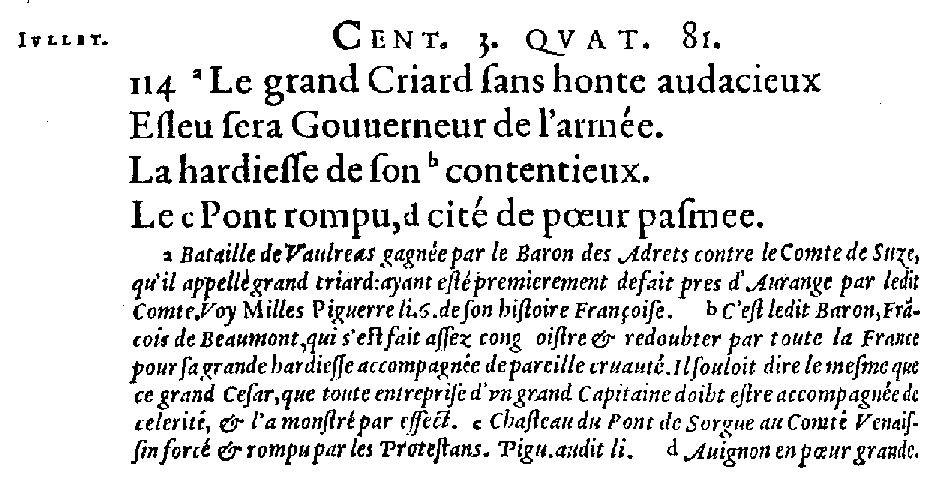 Quatrain (III,81) de l'édition du Janus Gallicus
