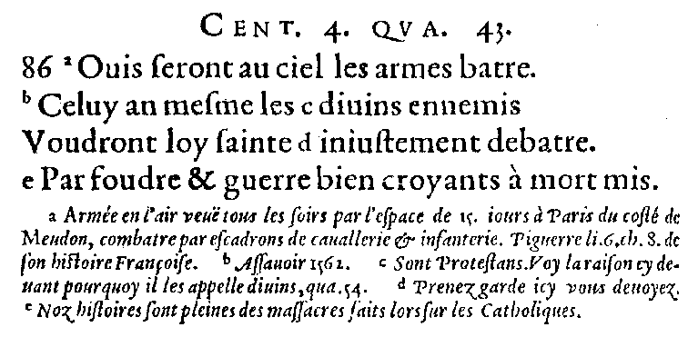 Quatrain (IV,43) de l'édition du Janus Gallicus